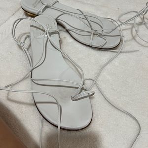 Stuart Weitzman all leather gold heeled flat sandal